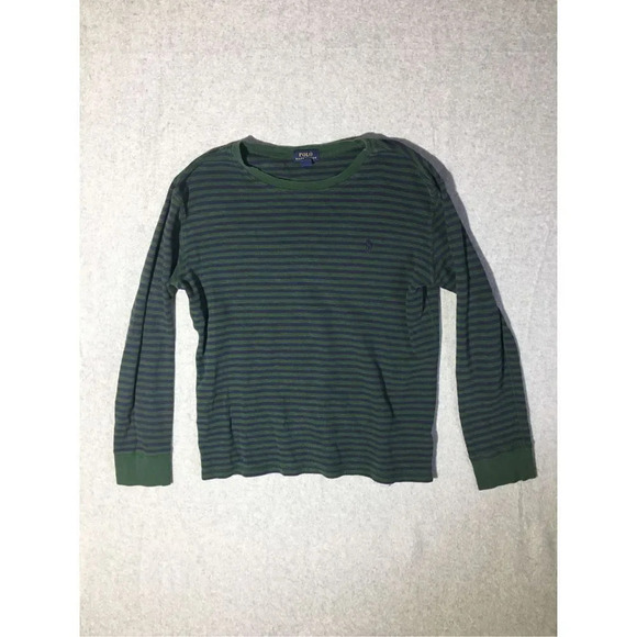 Womens Polo Ralph Lauren Sweater Size XL Blue Green Striped Casual Basic Cotton - Picture 1 of 1